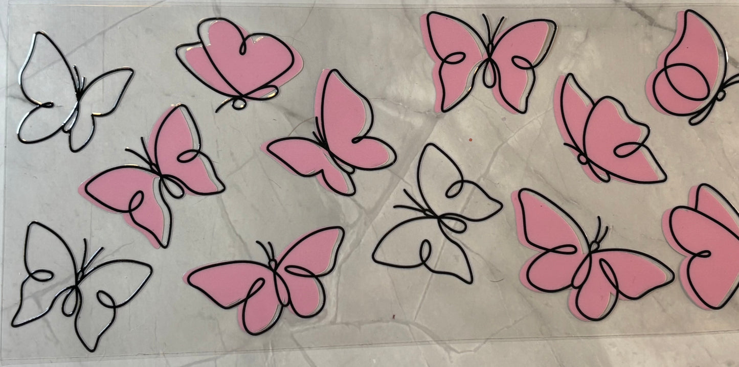 Pink Butterfly UV DTF Wrap