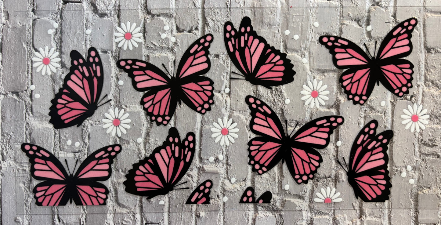 Pink butterfly with flower