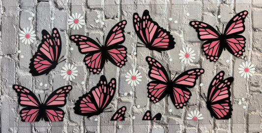 Pink butterfly with flower