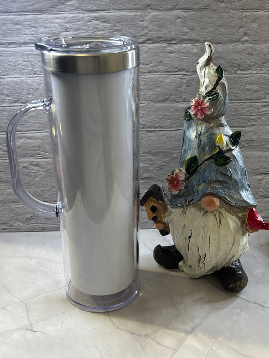 20 oz Straight Skinny Snow Globe Tumbler with Handle