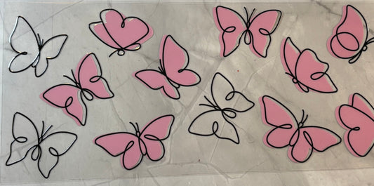 Pink Butterfly UV DTF Wrap
